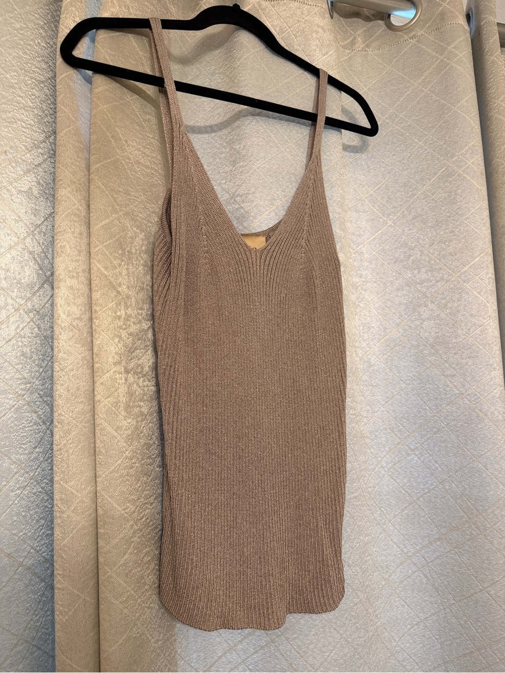 Elie Tahari Taupe Ribbed Knit Tank Top